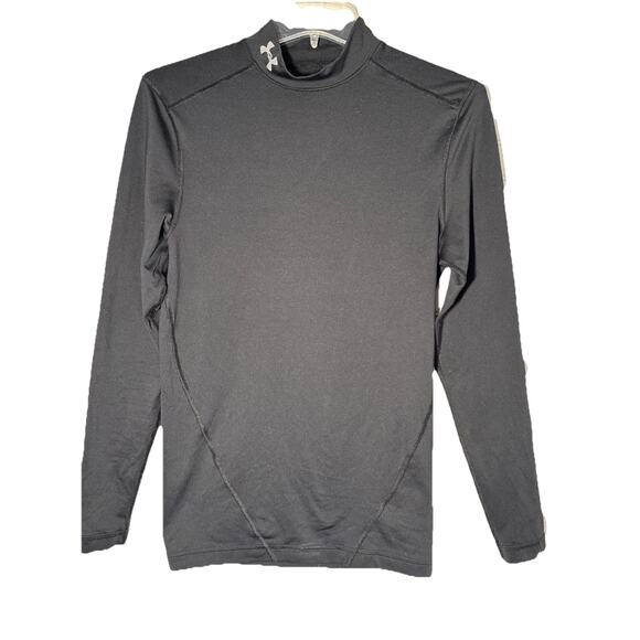 Under Armour ColdGear Mock T-Shirt Size Medium Black Tight Fitted Long Sleeve - Picture 1 of 3